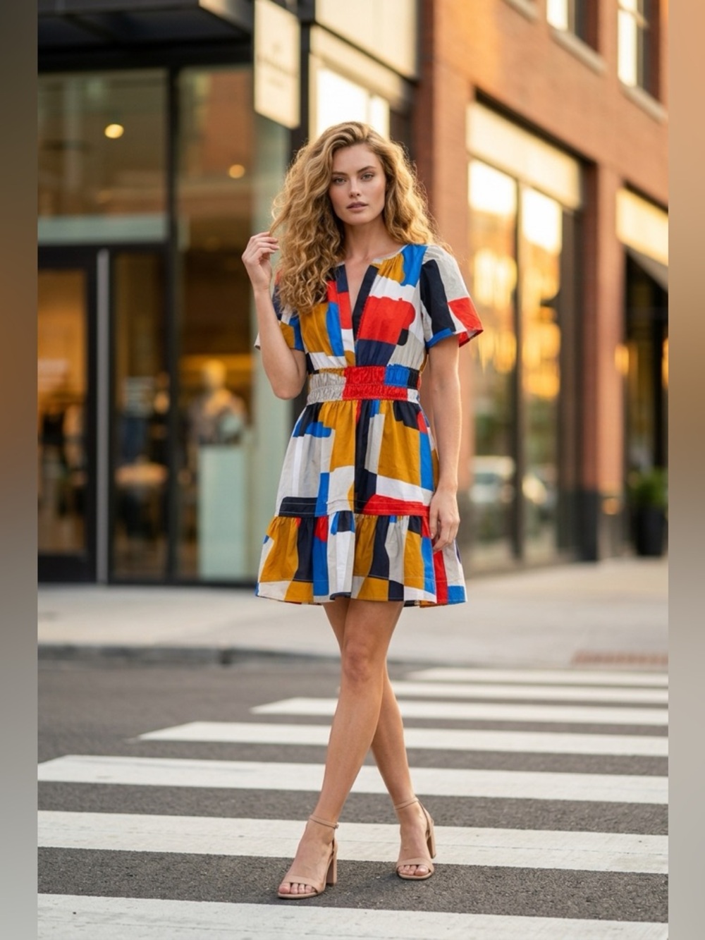 NWT Anthropologie Somerset Colorblock Tiered Mini Dress